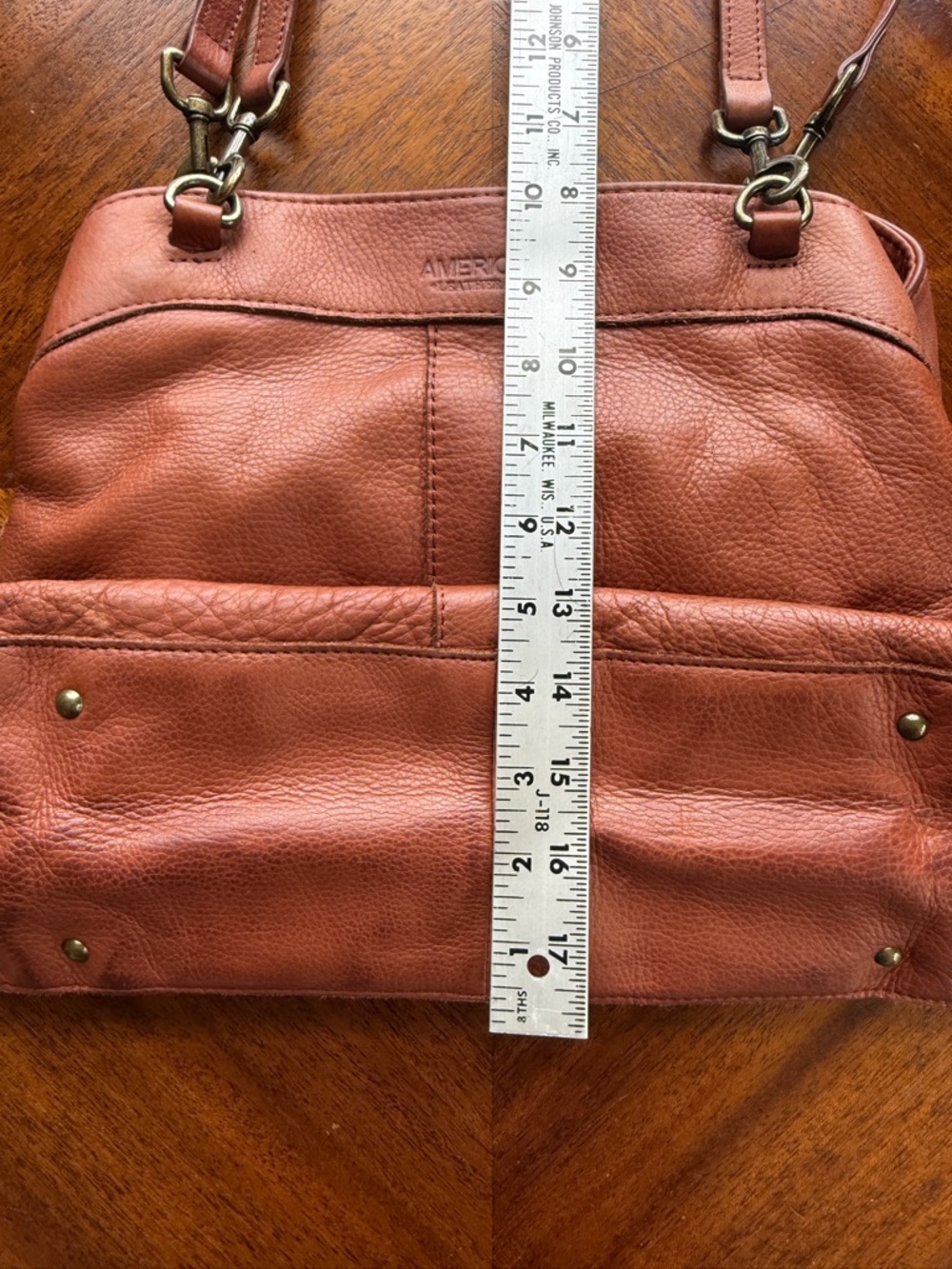 American Leather Company Triple Entry Leather Satchel - Picture 13 of 16
